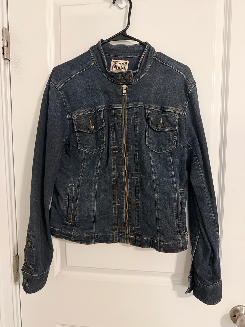 Vintage Converse Denim Jacket - Dark Blue-Distressed